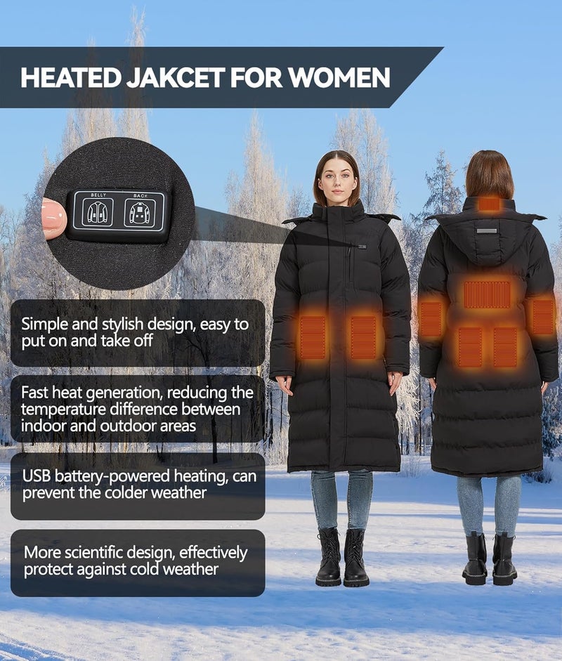 Windpost Heated Jackets for Women,Womens Heated Jacket 8 Heating Zones with 10000mAh Battery Pack,Heated Coats for Women - Image 2